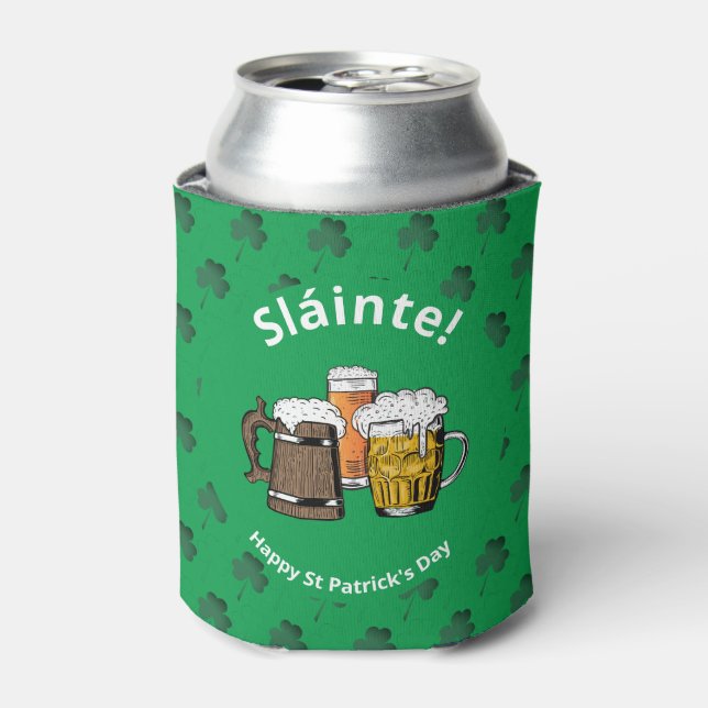 ST PATRICK'S DAY Shamrock Sláinte Beers Can Cooler (Can Front)