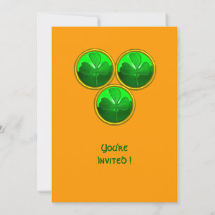 ST PATRICK'S DAY SHAMROCK TRINITY INVITATION