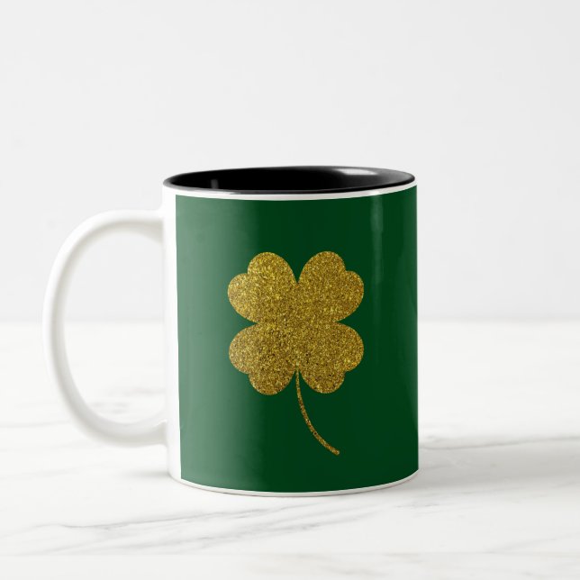 St. Patrick's Day Shamrock Two-Tone Coffee Mug (Left)