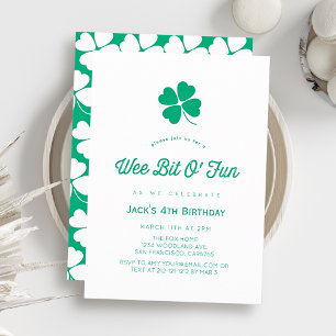 St. Patrick's Day Shamrock White Boy Birthday Invitation