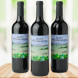 St Patrick's Day Shamrock  Wine Label