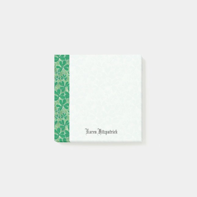 St. Patrick's Day Shamrocks Add Name 3x3 Post-it Notes (Front)