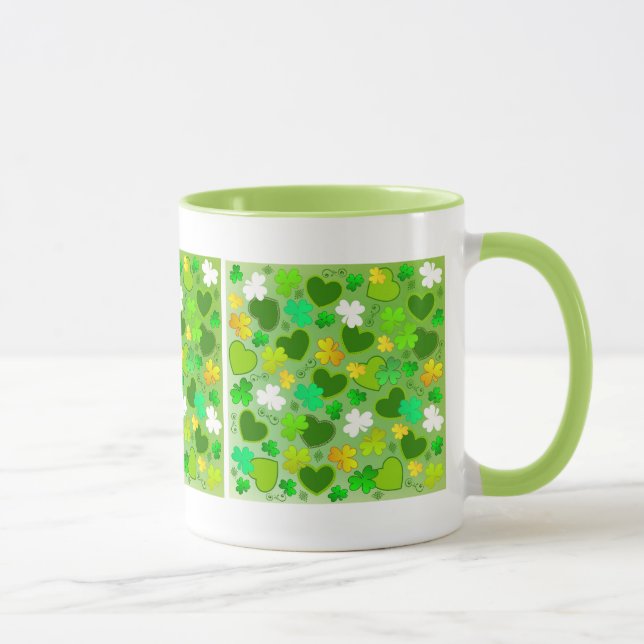 St. Patrick's Day Shamrocks and Hearts Mug (Right)
