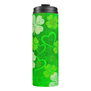 St Patrick's Day Shamrocks and Hearts Thermal Tumbler