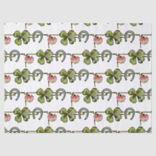 ST PATRICK'S DAY ,SHAMROCKS AND HORSESHOE White Tissue Paper