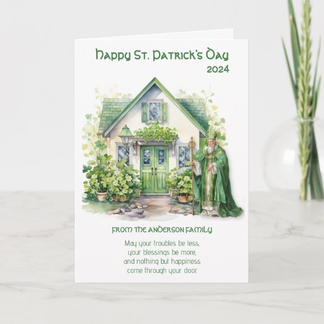 St. Patricks Day Shamrocks Blessing and Prayer Card (Front)
