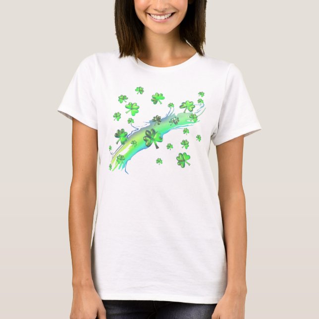 St. Patrick's Day Shamrocks Design T-Shirt (Front)