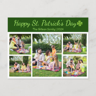 St. patrick's day Shamrocks family photo Collage Holiday Postcard