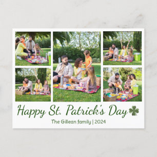 St. patrick's day Shamrocks family photo Collage Holiday Postcard