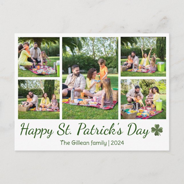  St. patrick's day Shamrocks family photo Collage Holiday Postcard (Front)