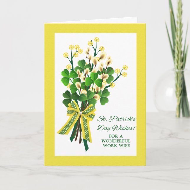 St. Patrick's Day Shamrocks for Work Wife Card (Front)