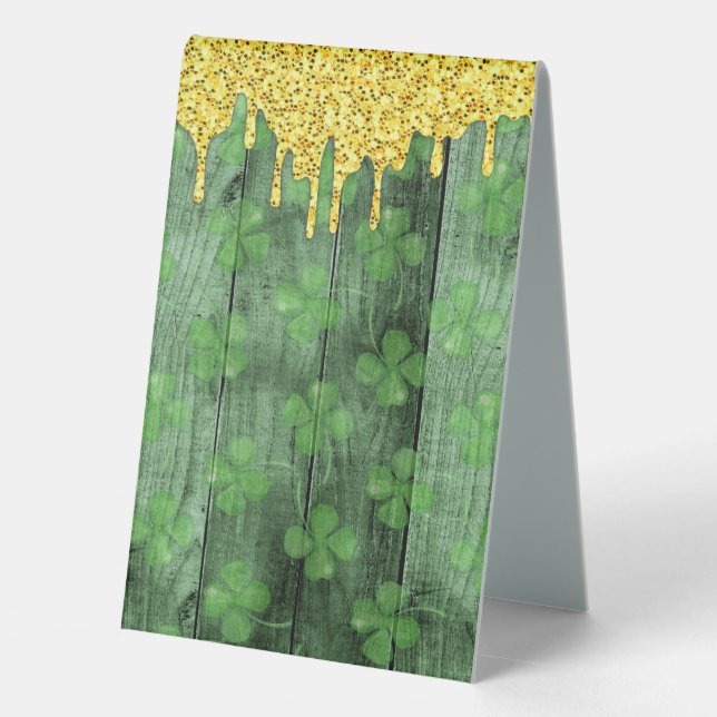 St. Patrick's Day Shamrocks Glitter Gold Drips (Back)