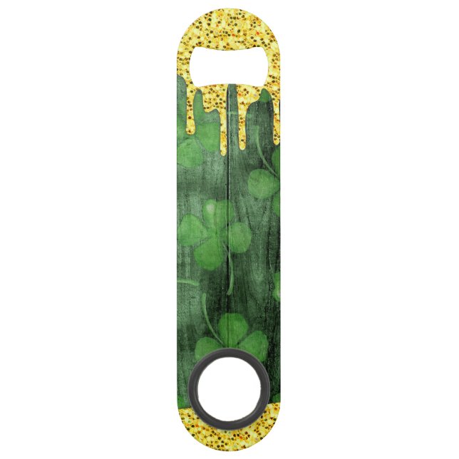 St. Patrick's Day Shamrocks Glitter Gold Drips (Front)