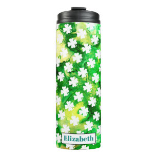 St. Patrick's Day Shamrocks Green Ink Splatter Thermal Tumbler