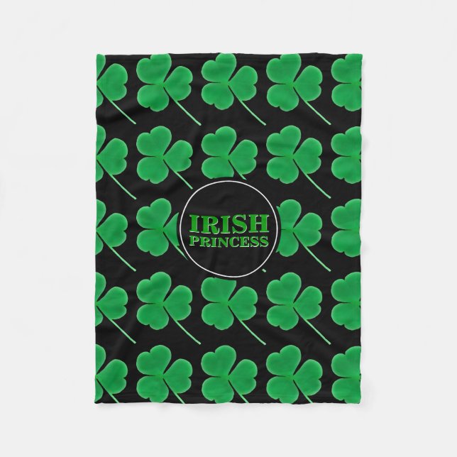 St. Patrick's Day Shamrocks | Irish Princess Hers Fleece Blanket (Front)