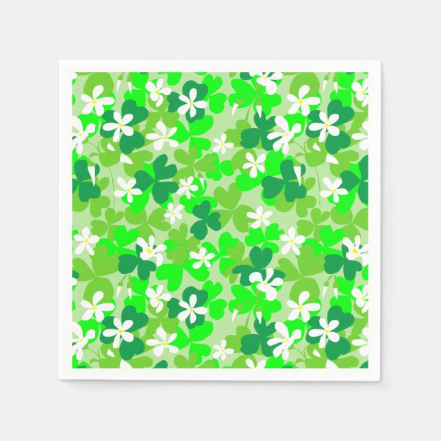 St Patrick's Day Shamrocks Pattern Napkin (Front)