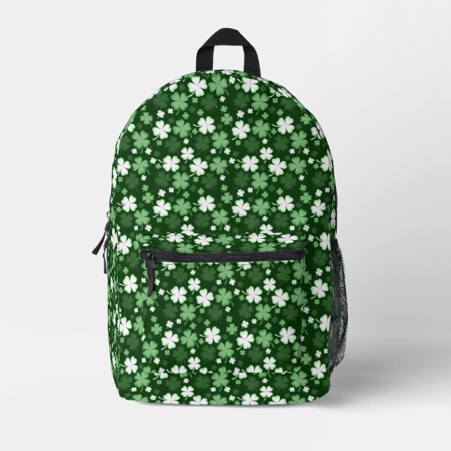 St. Patrick's Day Shamrocks Printed Backpack (Front)