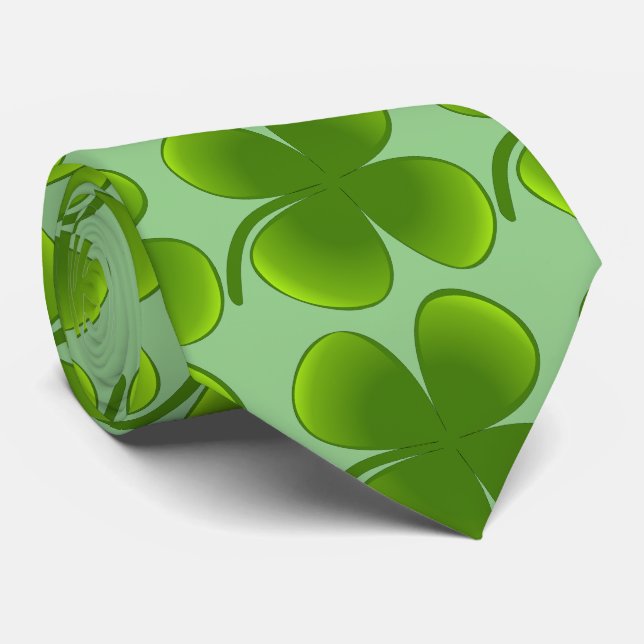 St Patrick's Day Shamrocks Thunder_Cove Tie (Rolled)