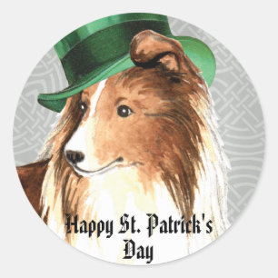 St. Patrick's Day Sheltie Classic Round Sticker
