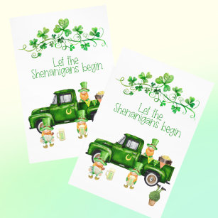  St. Patrick's Day Shenanigans Begin Truck Gnomes  Postcard