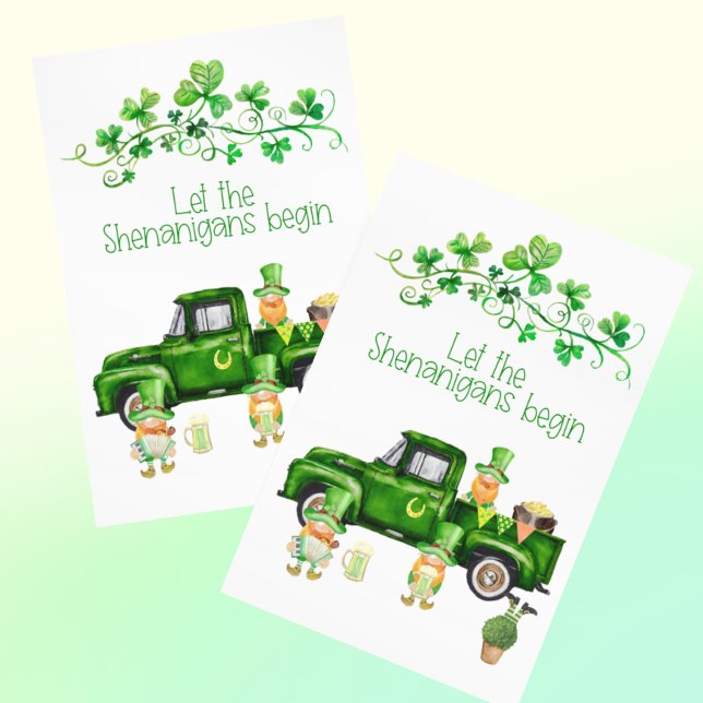  St. Patrick's Day Shenanigans Begin Truck Gnomes  Postcard (Creator Uploaded)