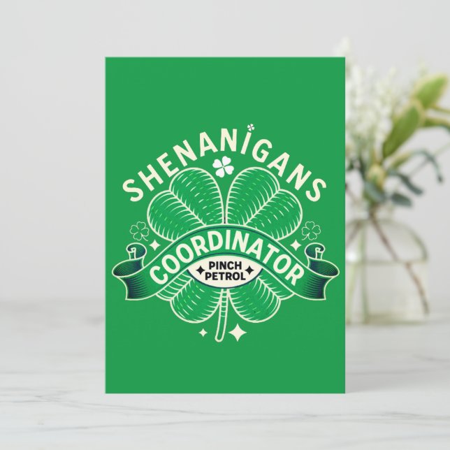 St Patricks Day - Shenanigans Coordinator Holiday Card (Standing Front)