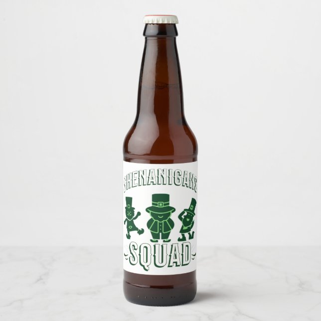 ST PATRICK'S DAY - SHENANIGANS SQUAD BEER BOTTLE LABEL (Front)