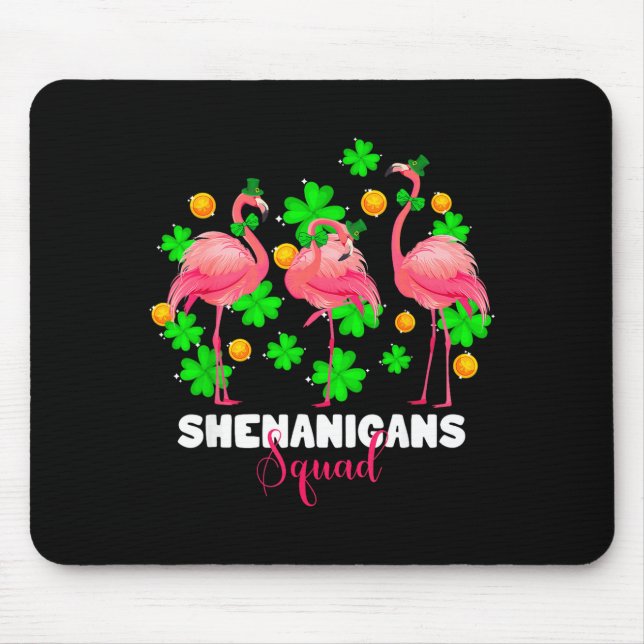 St patrick's day shenanigans squad irish flamingo mouse mat (Front)