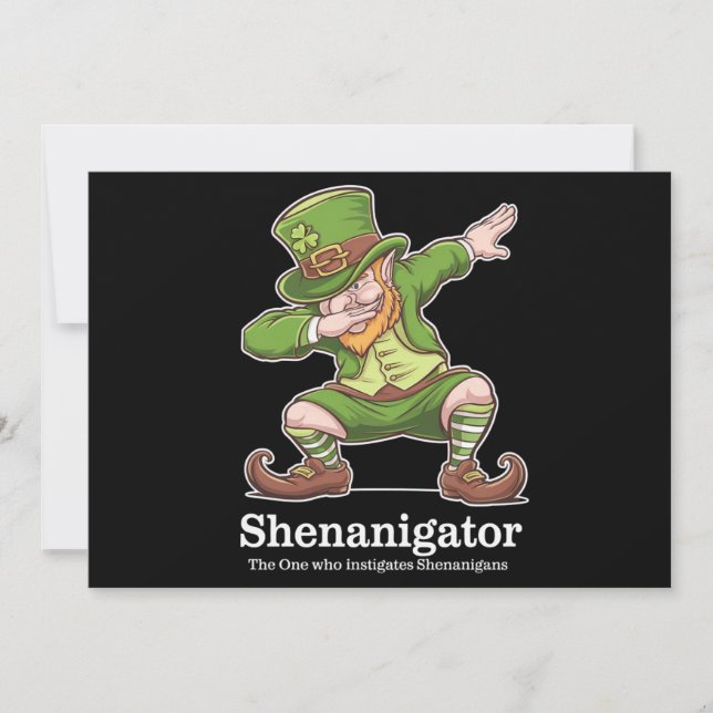 St Patricks Day Shenanigator Dabbing Leprechaun Invitation (Front)