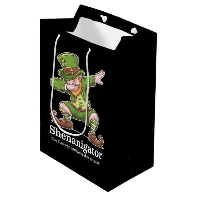 St Patricks Day Shenanigator Dabbing Leprechaun Medium Gift Bag (Front Angled)
