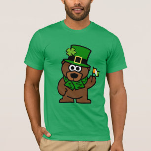St Patricks Day shirt Brown bear with Irish flag
