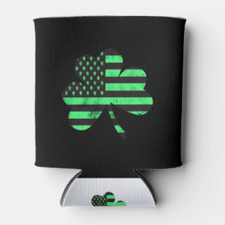 St Patricks Day Shirt | Irish American Flag Can Cooler
