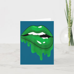 St Patricks Day Shirt Irish Green Lips Kisses Clot Card