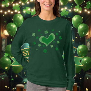 St Patricks Day shirt Long sleeve with shamrocks
