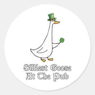 St Patricks Day Silliest Goose At The Pub Men Wome Classic Round Sticker