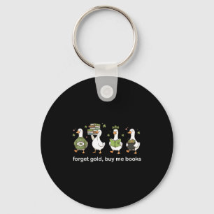 St patricks day silly goose book lover shamrock key ring
