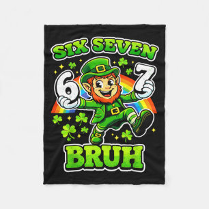 St patrick's day six seven meme 6 7 bruh fleece blanket