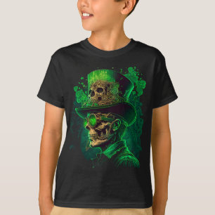 St. Patrick's Day Skeleton Boys Black T Shirt