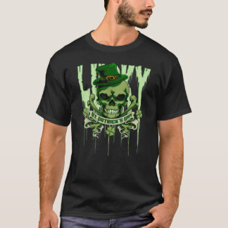 St Patrick's Day Skull Irish 4-Leaf Clover Shamroc T-Shirt