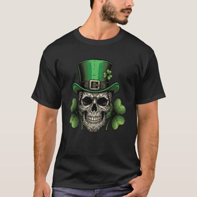 St Patricks Day Skull Top Hat Saint Paddys Men Wom (Front)