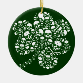 St Patricks Day Skulls Ceramic Tree Decoration
