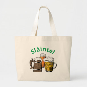 St Patrick's Day Sláinte Beers  Large Tote Bag
