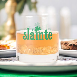 St Patricks Day Slainte Cheers Whiskey Glass