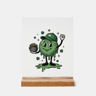 St Patricks Day Slime Mascot Vintage Vector Shirt_ Acrylic Sign