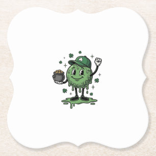 St Patricks Day Slime Mascot Vintage Vector Shirt_ Paper Coaster