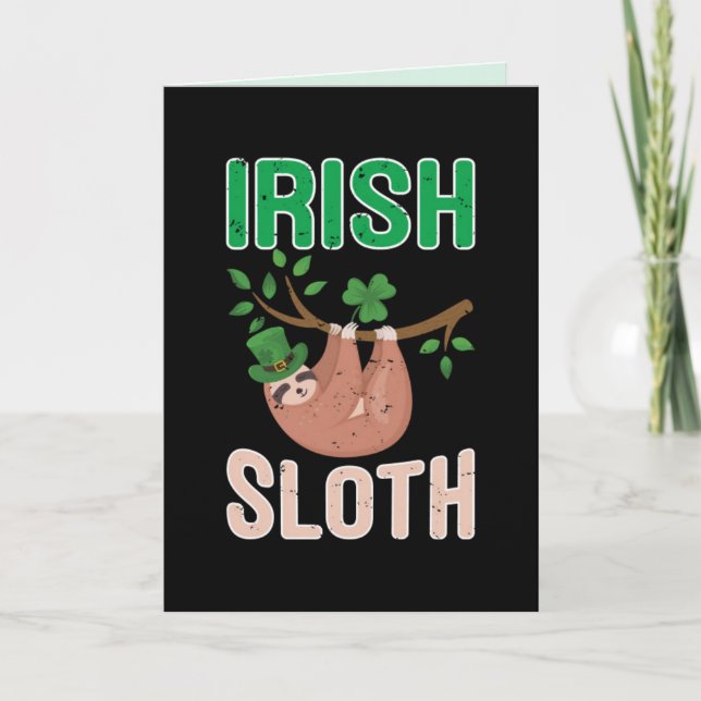 St. Patrick's Day Sloth Folded Holiday Card (Front)