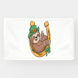 St Patrick's Day Sloth Horseshoe Lucky Banner