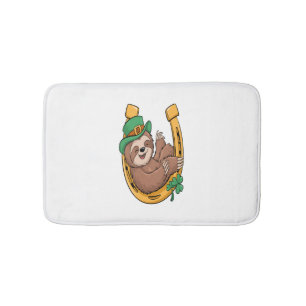 St Patrick's Day Sloth Horseshoe Lucky Bath Mat