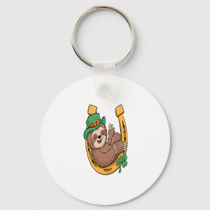 St Patrick's Day Sloth Horseshoe Lucky Key Ring