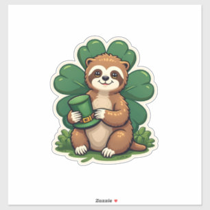 St Patricks Day Sloth Vintage Lucky Clover Art 2